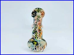 Glass OVG Cane Hammer Bubbler Clear with Squiggle Colors Tobacco Pipe Handmade