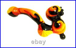 Glass Tobacco Smoking Pipe Black with Fire Sherlock Made in Colorado, USA