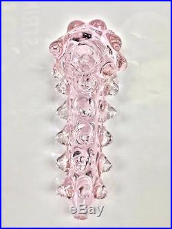 Glass tobacco pipe 15 cm long 4cm thick. Unicorn in Pink. Spikes all over. Rare