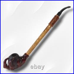 Gorgeous Extra long wooden tobacco smoking pipe hand carved Eagle paw handmade