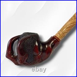 Gorgeous Extra long wooden tobacco smoking pipe hand carved Eagle paw handmade