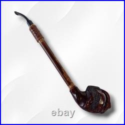 Gorgeous Extra long wooden tobacco smoking pipe hand carved Eagle paw handmade
