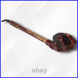 Gorgeous Extra long wooden tobacco smoking pipe hand carved Eagle paw handmade