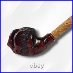 Gorgeous Extra long wooden tobacco smoking pipe hand carved Eagle paw handmade