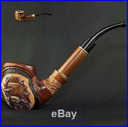 HAND CARVED EXCLUSIVE WOODEN  TOBACCO SMOKING PIPE PEAR    "Ship  Large"