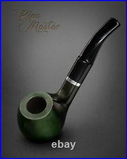 HAND MADE WOODEN SMOKING PIPE for TOBACCO PEAR no 67 Green Dark + Filter