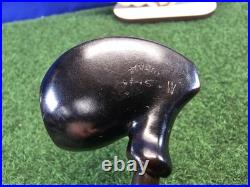 HS Studio Handmade Black Finish Bamboo Stem Acorn Briar Tobacco Pipe, Unsmoked