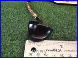 HS Studio Handmade Black Finish Bamboo Stem Acorn Briar Tobacco Pipe, Unsmoked