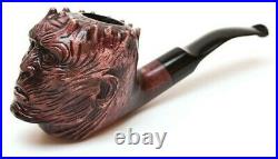 Hand Carved Face Pipe Bent Stem Artisan Tobacco Smoking Bowl with 9mm Filter KAF