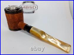 Hand Carved Goldwater Inc Poker Artisan Briar Tobacco Pipe, Sitter, Lucite Stem