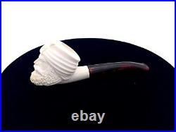 Hand-Carved Meerschaum Smoking Pipe Detailed Turbaned Head Design with Case