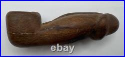Hand-Carved Penis Phallic Wooden Smoking Pipe Unique Vintage Design