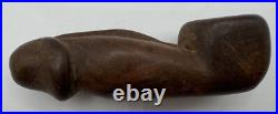 Hand-Carved Penis Phallic Wooden Smoking Pipe Unique Vintage Design