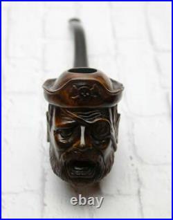 Hand Carved Pipe Captain Pirate Sailor made of Pear Wood Tobacco Smoking Bowl