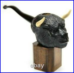 Hand Carved Smoking Pipe Tobacco Handmade Minotaur Bowl with Long Stem by KAF
