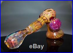 Hand blown glass art/ tobacco pipe with fumed honeycomb