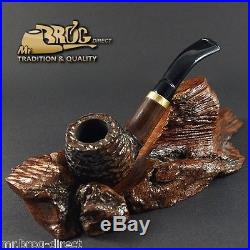 Hand made by Mr. Brog original small smoking pipe nr. 32 brown carved DUCAT