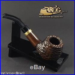Hand made by Mr. Brog original small smoking pipe nr. 32 brown carved DUCAT