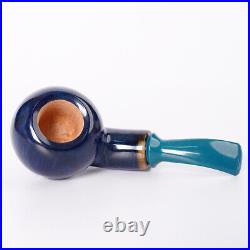 Handcrafted Briar Tobacco Pipe Tomato Smoking Pipe Cumberland Stem Smooth Blue