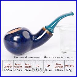 Handcrafted Briar Tobacco Pipe Tomato Smoking Pipe Cumberland Stem Smooth Blue
