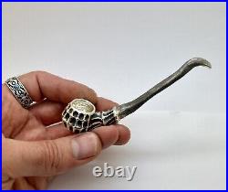 Handcrafted Sterling Silver 925 Smoking Pipe, SOA, Party