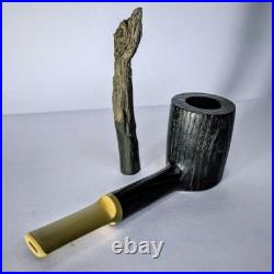 Handcrafted Tobacco Smoking Pipe Black and White Bog Oak (Morta wood)