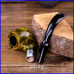 Handmade Briar Pipe Wooden Curved Stem Tobacco Smoking Pipe With Decoration Ring