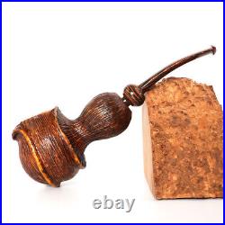 Handmade Briar Tobacco Pipe Rusticated Freehand Pipe Straight Vulcanite Stem