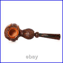 Handmade Briar Tobacco Pipe Rusticated Freehand Pipe Straight Vulcanite Stem