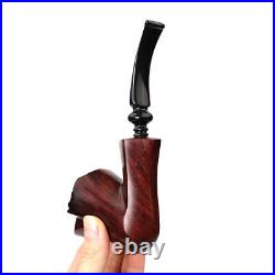 Handmade Briar Wood Tobacco Smoking Pipe 3mm Metal Filter Freehand Pipe Unsmoked