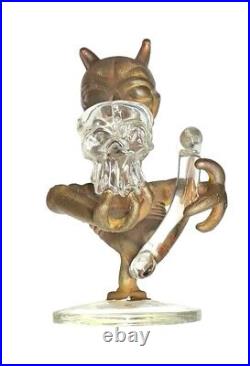 Handmade Copper Devil Smoking Pipe with Glass Skull Bowl Unique Artistic Piece