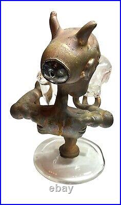 Handmade Copper Devil Smoking Pipe with Glass Skull Bowl Unique Artistic Piece