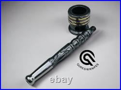 Handmade Damascus Steel Bamboo Pipe Smoking Pipe Smoker Damascus Cigar