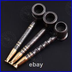 Handmade Damascus Steel Cigar Pipe Portable Smoking Pipe for Cigar lover Lot 3