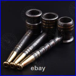 Handmade Damascus Steel Cigar Pipe Portable Smoking Pipe for Cigar lover Lot 3