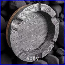 Handmade Damascus Steel Smoking Pipe, Brass Metal Pipe with Damascus Ashtray