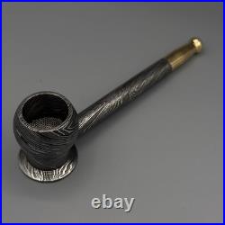 Handmade Damascus Steel Tobacco Pipe Brass Accent, Groomsmen Gift