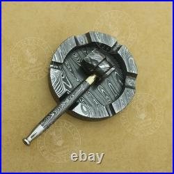 Handmade Damascus Steel smoking pipe and Ashtray cigar lover collectible set
