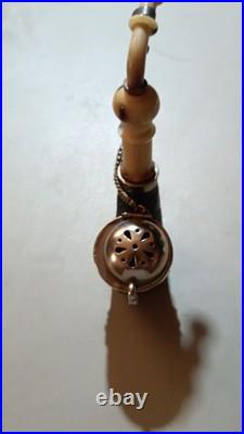 Handmade Estate Tobacco Pipe with Metal Lid and Deer Motif