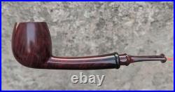 Handmade Long Briar Tobacco Pipe, Burgundy Acrylic Stem, Elegant Smoking Pipe
