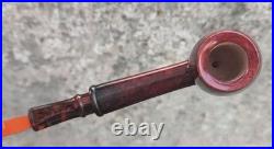 Handmade Long Briar Tobacco Pipe, Burgundy Acrylic Stem, Elegant Smoking Pipe