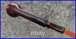 Handmade Long Briar Tobacco Pipe, Burgundy Acrylic Stem, Elegant Smoking Pipe