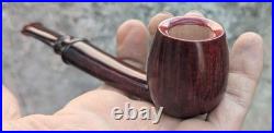 Handmade Long Briar Tobacco Pipe, Burgundy Acrylic Stem, Elegant Smoking Pipe