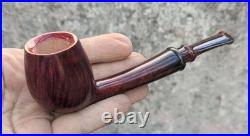 Handmade Long Briar Tobacco Pipe, Burgundy Acrylic Stem, Elegant Smoking Pipe