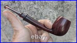 Handmade Long Briar Tobacco Pipe, Burgundy Acrylic Stem, Elegant Smoking Pipe
