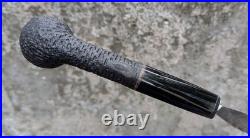 Handmade Sandblasted Briar Pipe, Bent Acrylic Stem Tobacco Pipe, Rustic Black