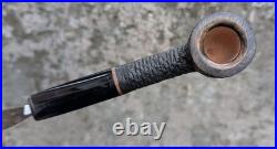 Handmade Sandblasted Briar Pipe, Bent Acrylic Stem Tobacco Pipe, Rustic Black