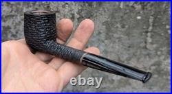 Handmade Sandblasted Briar Pipe, Bent Acrylic Stem Tobacco Pipe, Rustic Black