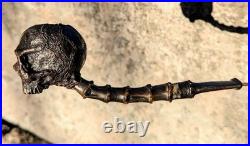 Handmade Skull Briar Tobacco Pipe, Gothic Ebonite Stem, Artisan Smoking Pipe