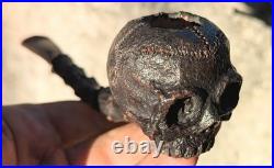 Handmade Skull Briar Tobacco Pipe, Gothic Ebonite Stem, Artisan Smoking Pipe
